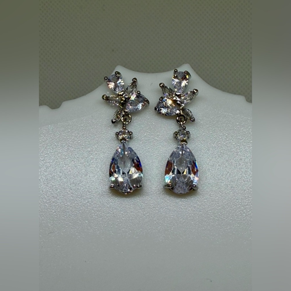 Sparkling Silvertonr Cubic Zirconia Drop Earrings